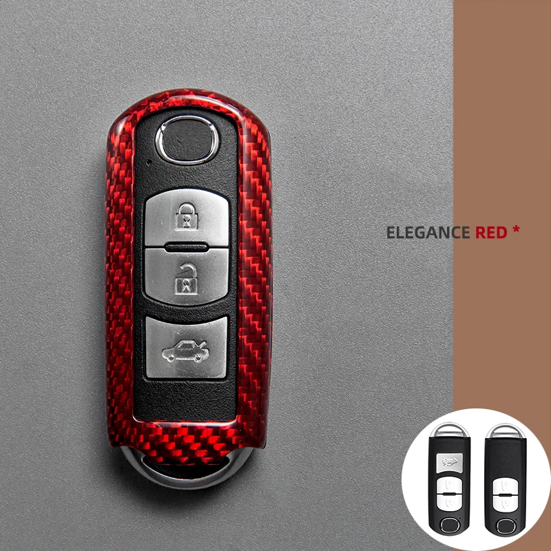 

True Carbon Fiber Car Key Case Cover Fob Suit For Mazda 3 BM BN 6 GH GJ GL CX-3 DK CX-4 GK CX-5 KE GH KF CX-8 KG MX-5 IV Targa