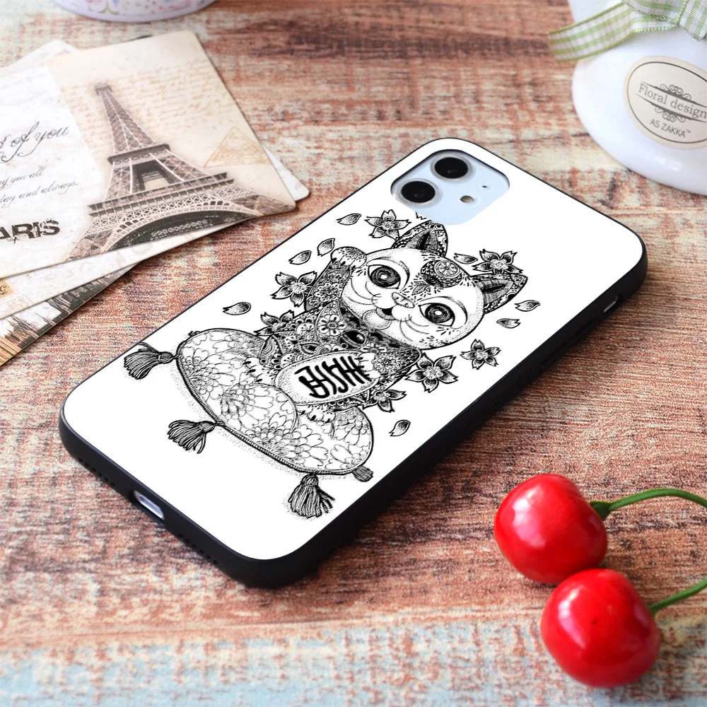 

For iPhone Maneki Neko Soft TPU Border Apple iPhone Case