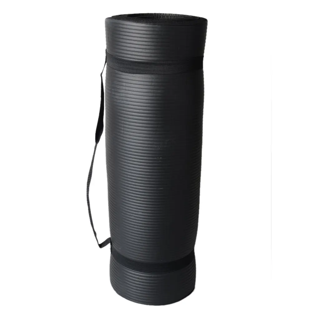 

10mm Thick NBR Pure Color Anti-skid Yoga Mat 183x61x1cm Black