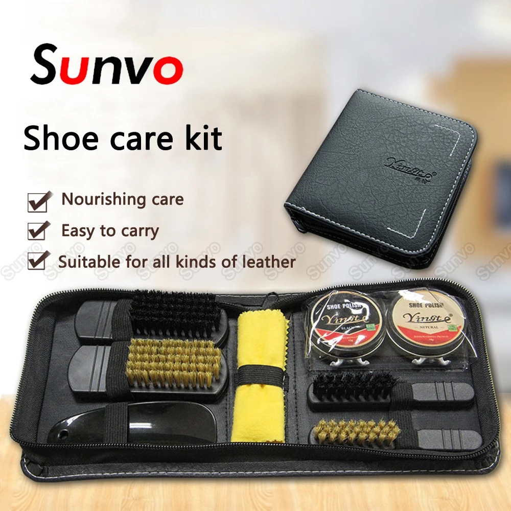 Профессиональный набор для ухода за обувью Sunvo портативная щетка полировки