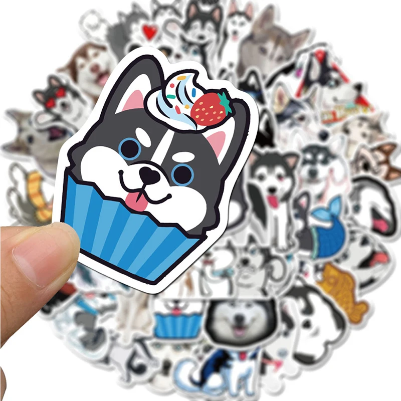 

50pcs/Pack Cartoon Animals Husky Stickers Waterproof Cute Dogs Sticker For Skateboard Guitar Luggage Motorcycle Kids Toys