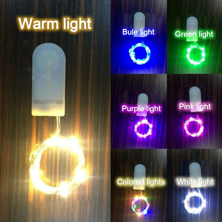 2pcs 1M 10Led Button String Fairy Light Christmas Wedding Party Valentine's Day Decoration Copper Lamp CR2032 Battery Power | Лампы и