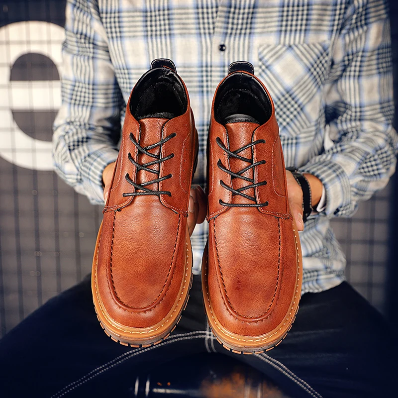 HUNNISE/повседневные мужские ботинки качественные мотоциклетные из искусственной