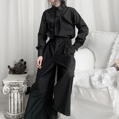 Yamamoto Dark Yoji дизайнерская домашняя рубашка с длинными рукавами и накладным