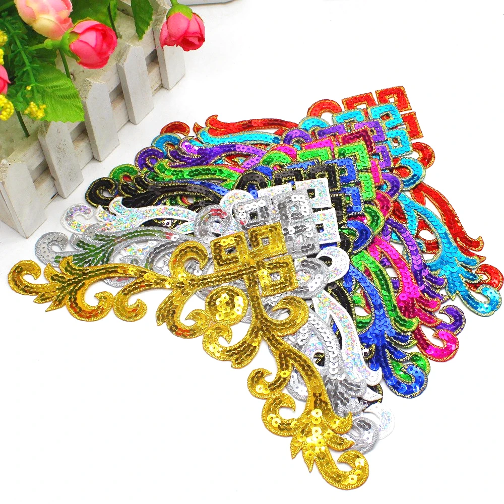 Аппликация с блестками 1 шт. нашивки золотой вышивкой плавно приклеиваются