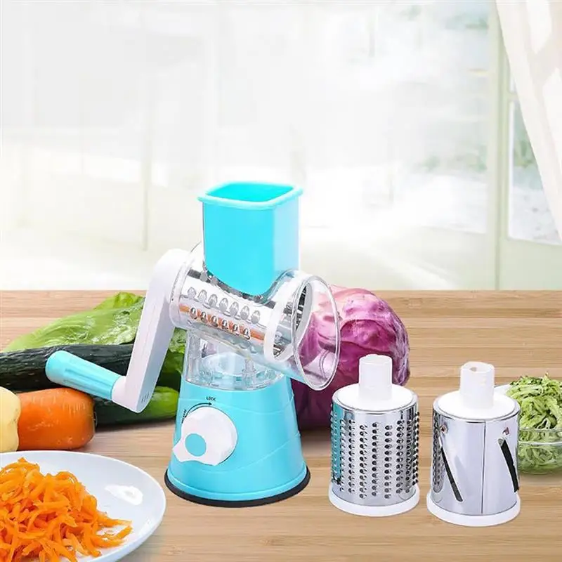 

Vegetable Cutter Round Mandoline Slicer Potato Carrot Grater Slicer With 3 Stainless Steel Chopper Blades Kitchen Tool