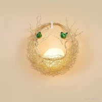 nordic simple birds nest wall lamps bedroom bedside lamps staircase living room home decor background led wall lights fixtures