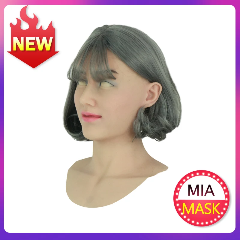 

Hot Silicone Realistic Skin Mask Mia Latex Sexy Cosplay Artificial for Crossdresser Transgender Male Shemale Drag Queen Dress up