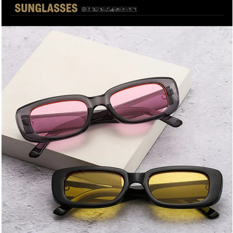 

Rectangle Sunglasses European And American Trend Box Travel Summer Sun Glasses Vintage Brand Designer Unisex Square Glasses