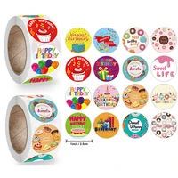 500pcs cute happy birthday stickers 2 5cm childrens party gift sealing decorations greeting card labels stationery sticker
