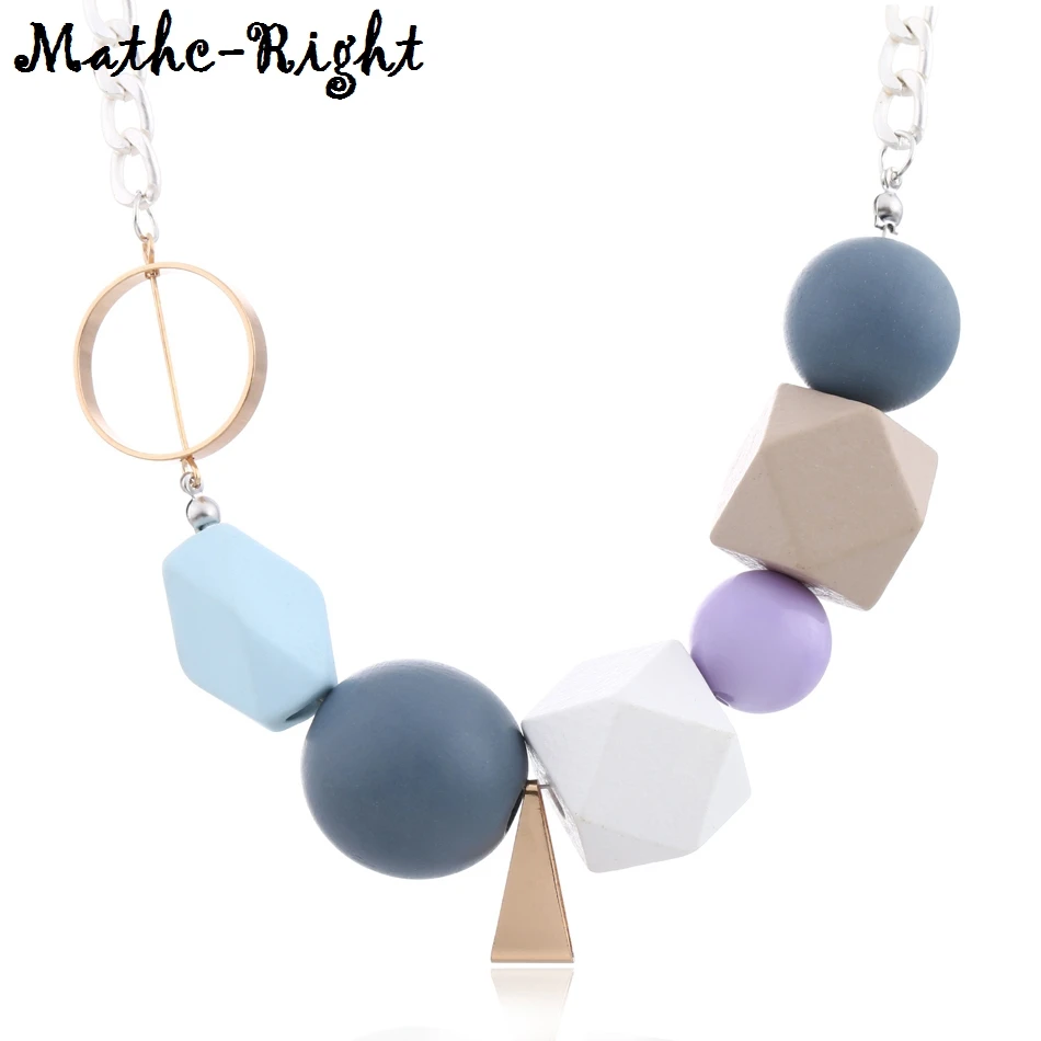 Женское массивное ожерелье с разноцветными деревянными бусинами и подвески из