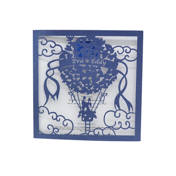 

Balloon Design Bride Groom Laser Cut Wedding Invitation Cover