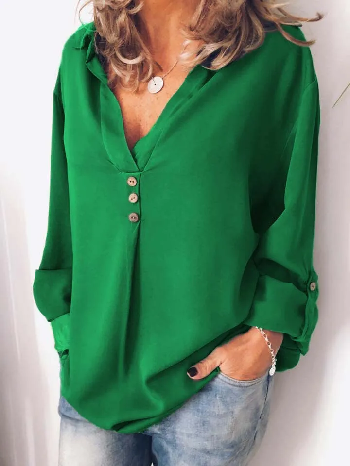 

Plus Size 5XL New Autumn Winter Women Blouses Plus Size Women Button V Neck Women Long Sleeve Shirts Women Tops