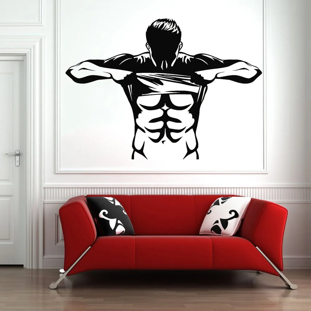 

Muscle Wall Stickers Gym Glass Window Wall Decoration Sport Bodybuilding Athlete Vinyl Wall DecalS Bedroom Cool Decor Z637