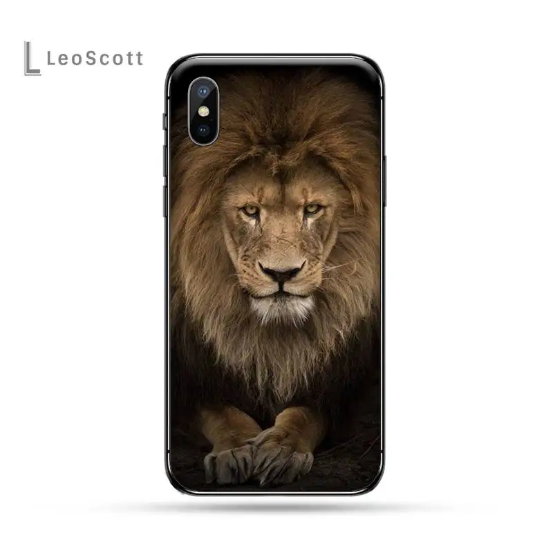 

Lion Alpha Male cool animal Phone Case for iPhone 11 12 pro XS MAX 8 7 6 6S Plus X 5S SE 2020 XR luxury design shell coque