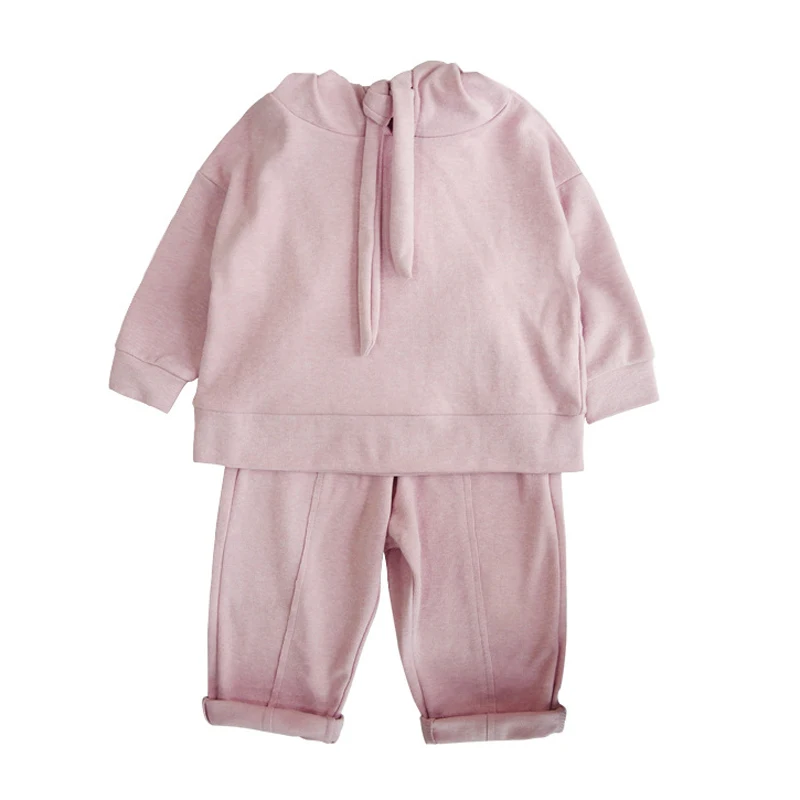 

Girls' Suit Hooded Lace-up Tops +Trousers 2pcs Fashion 2020 Spring Autumn New Comfortable Baby Kids Children Clothing Sets