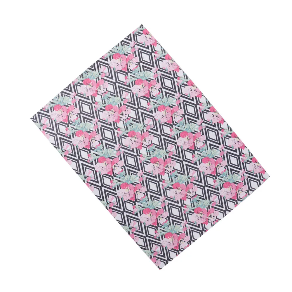 

IBOWS 22cm*30cm Synthetic Leather Fabric Sheet Flowers Printed Fabric For Quilting DIY Handbag Textile Handmade Crafts Materials