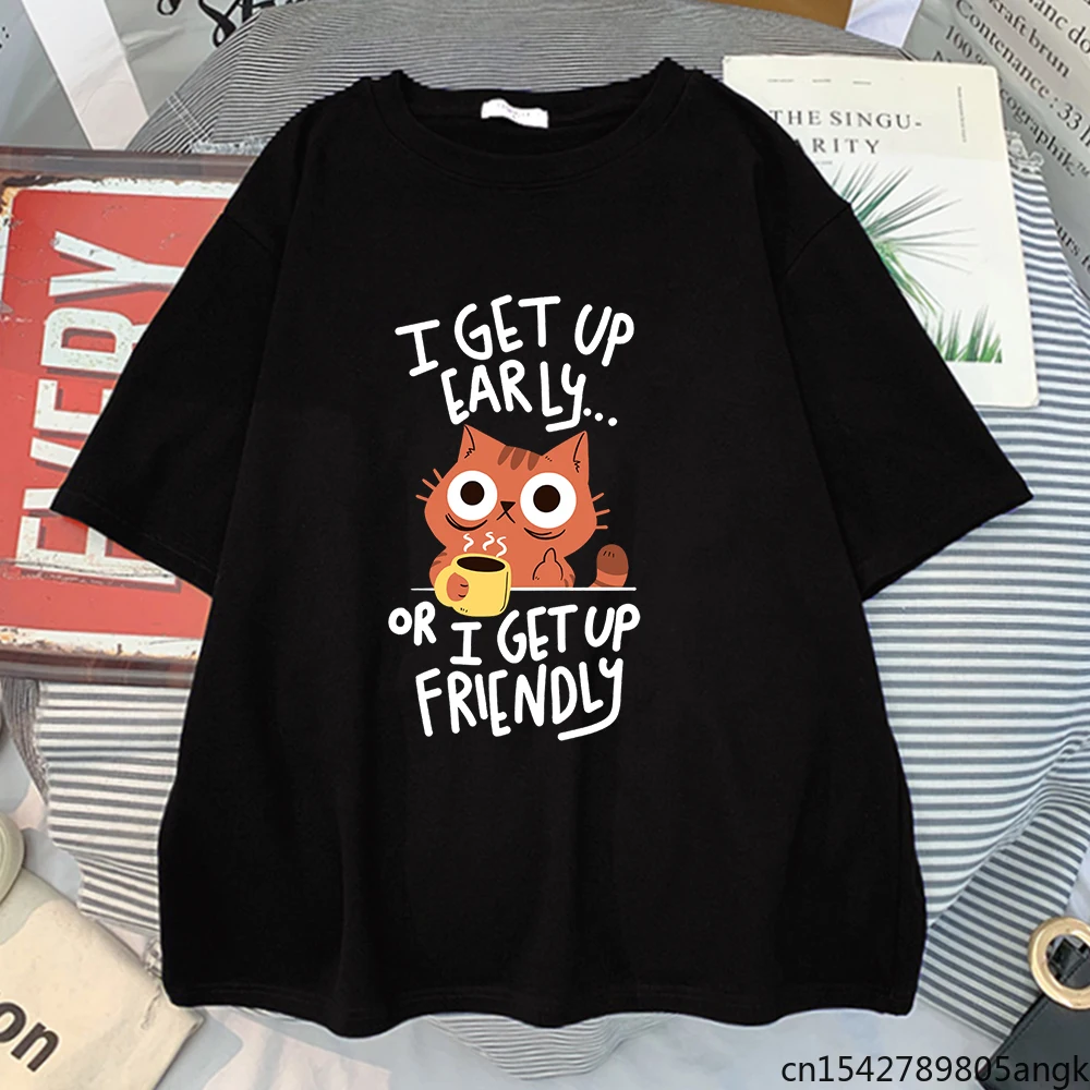 

Женская свободная футболка Harajuku с надписью «Get Up Friendly»