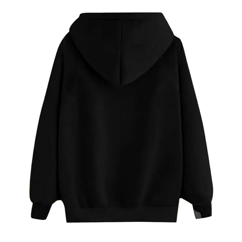 Women's Hoodie Sweatshirt Solid Colors Hooded Pullover Female Casual Long Sleeve Heart Print Pullover Outfits Plus Size 3XL