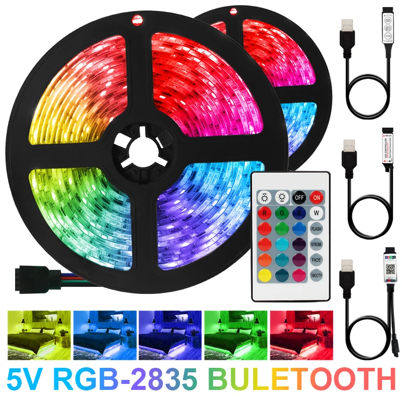 USB 3 клавиши управления fita irneon luzes светодиодный RGB 2835 5V LED DC de tira bluetooth flexiro diodo pc