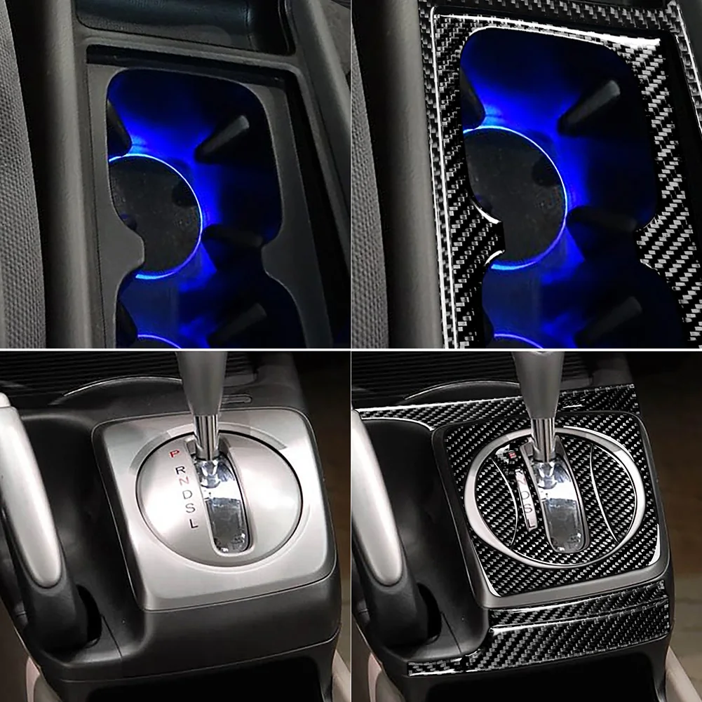 

Carbon Fiber At Gear Shift Panel Cup Holder Trim For Honda Civic 2006-2011 Mgo3 Decorative Plates