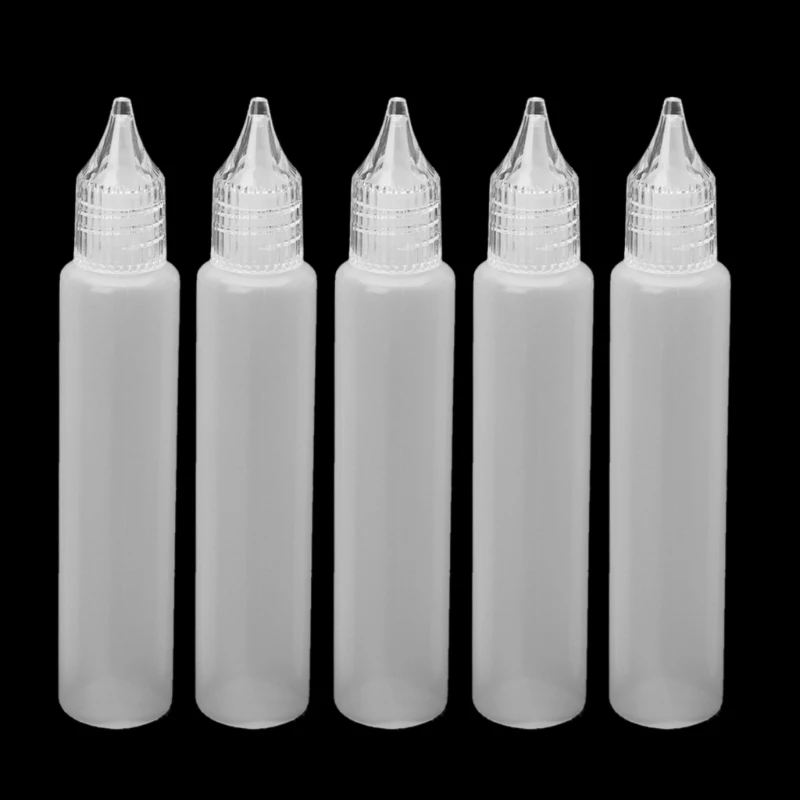 

5Pcs E-Juice Bottle Vape Drip Tip Plastic Liquid Storage Squeezable Dropper 30ml
