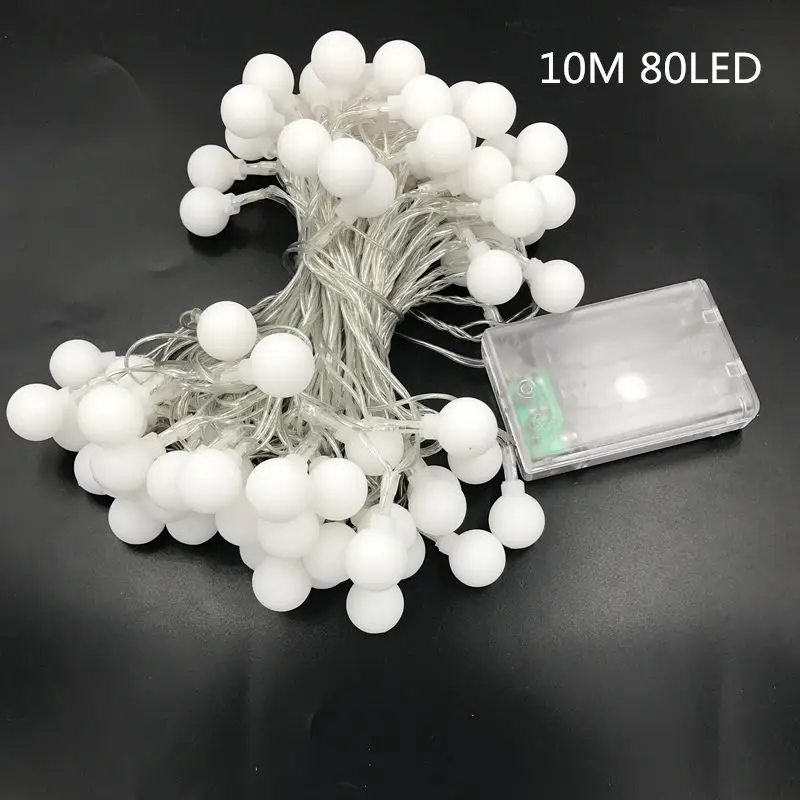 

2M 4M 10M 80Led Cherry Balls Fairy String Decorative Lights Battery Operated Wedding Christmas Outdoor Patio Garland Decoration