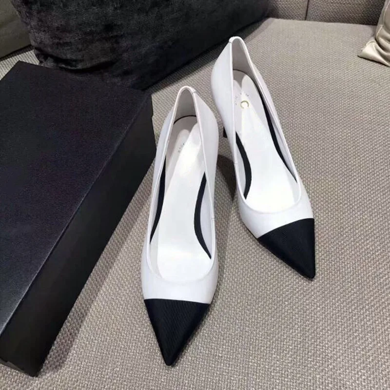 

New High-heeled Shoes with Stiletto Pointed Pearl Heel and Color Matching Single Shoes Small Fragrance Style Women Shoes Woman