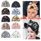 Лидер продаж, детские шапки с милым принтом, цветочный тюрбан, облегающая шапка с узлом, головной убор, шапка для младенцев, новорожденных детей, унисекс, модная женская