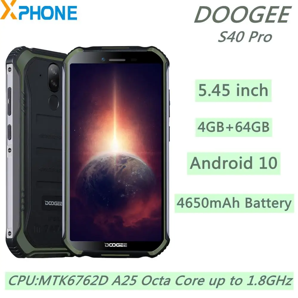 DOOGEE S40 Pro Прочный телефон 4 Гб 64 5 45 дюйма 4650 мАч Распознавание отпечатков пальцев