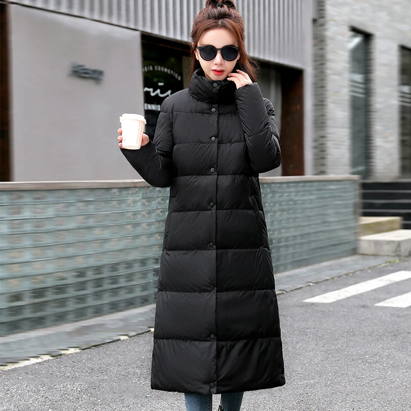

Duck Down Jacket Women Winter Long ThickStand-up collar straight barrel Coat Female Warm Down Parka For Women Slim Clothes