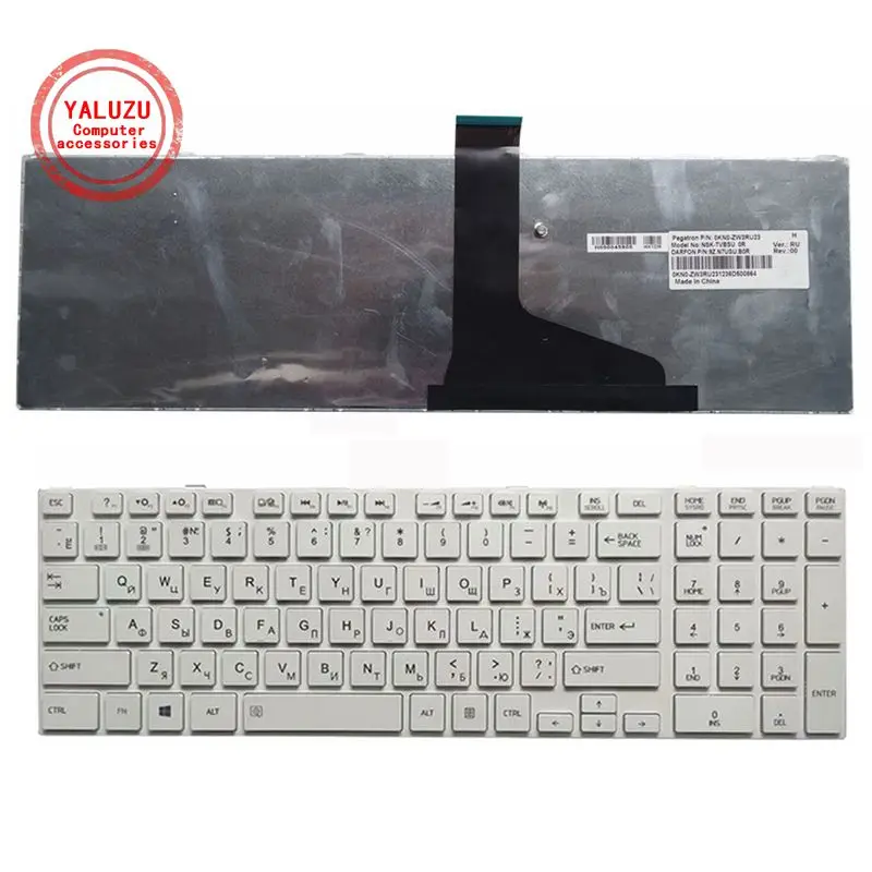 

YALUZU russian laptop Keyboard for TOSHIBA MP-11B56SU-5281 0KN0-ZW3RU23 NSK-TVBSU 9Z.N7USU.B0R series RU white replace keyboard