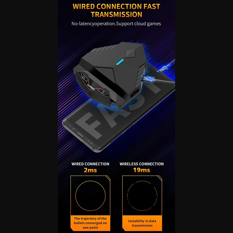 

GAMWING Converter Set with RGB Mechanical Game F6 One-Handed Keyboard and G2 Mouse Suitable for Android System Mobile Games