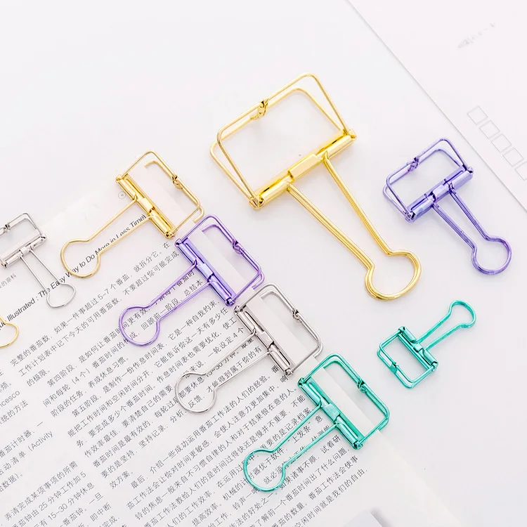 Simple Metal Hollow out Long Tail Clip Creative Stationery PDA Cute Color Office File Dovetail Test Paper | Дом и сад