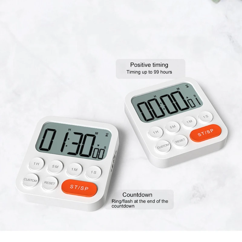 

Kitchen Magnetic Clock Timer Large Screen Digital Display Countdown Loud Time Countdown Loud Alarm