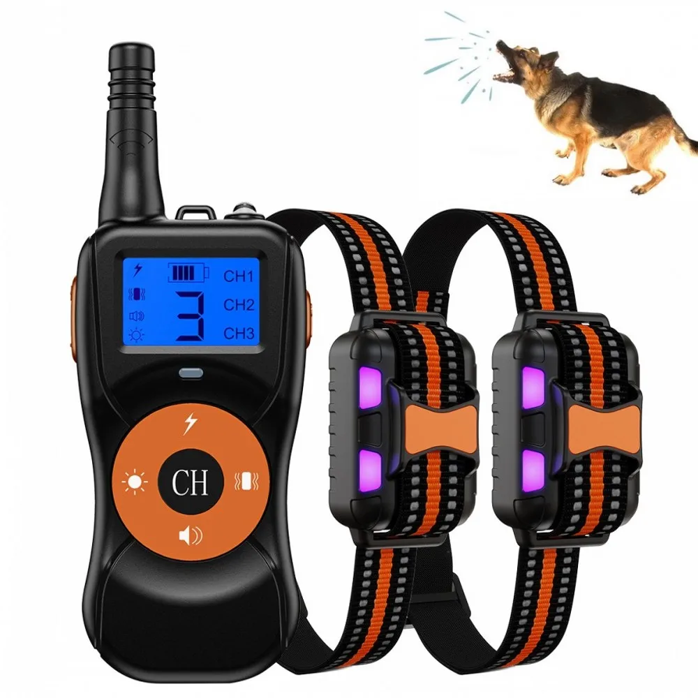 

800m Electric Dog Training Collar Waterproo UBS Rechargeable Pet Remote Control Shock Vibration Beep Anti-Bark For All Size Dog