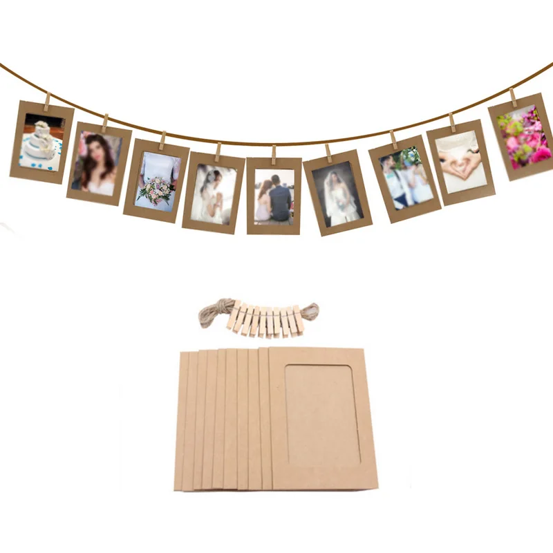 10 шт. 6 дюймов DIY крафт-бумага фоторамка деревянный зажим бумажный держатель для