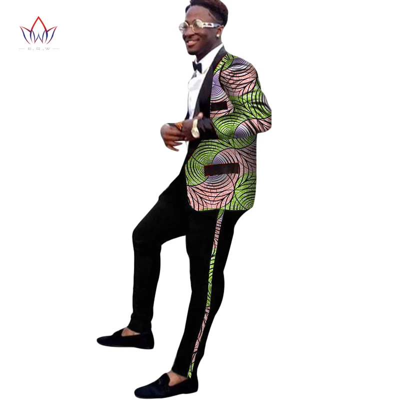 Bintarealwax прибытие Африканский Воск для печати мужской костюм Топ Dashiki и комплект с