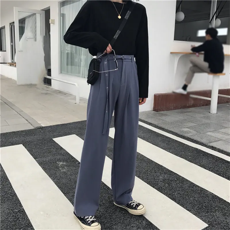 HziriP повседневные с высокой талией для женщин свободные простые прямые