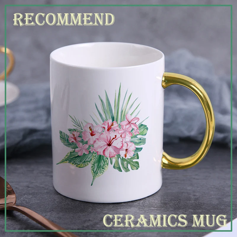 

Exquisite ceramic cup creative mug Hand painted flowers pattern coffee mug home drinking cup milk juice breakfast cup KTZW-047