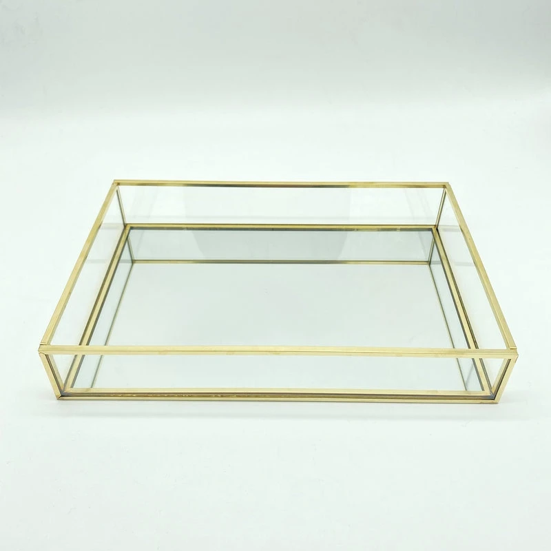 Скандинавский Ретро ящик для хранения поднос Золотой прямоугольный стеклянный