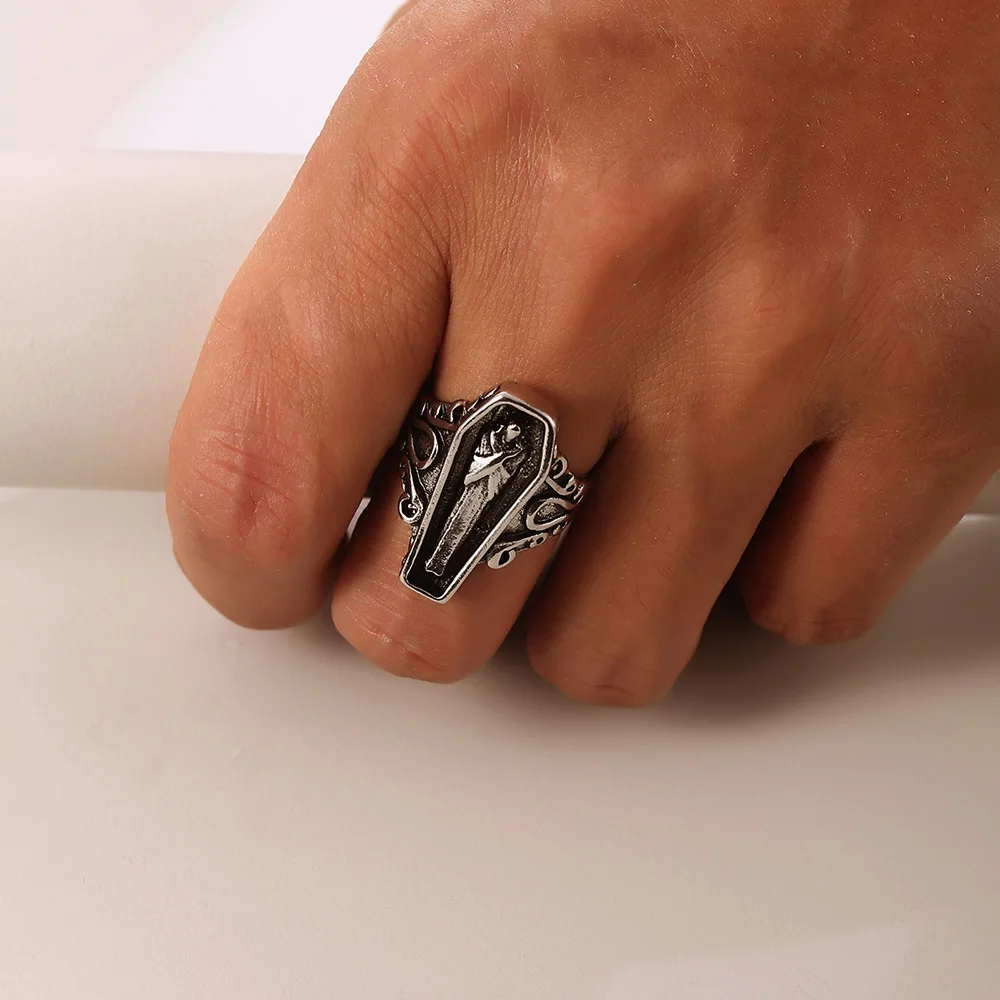 Мужское винтажное серебряное молитвенное кольцо в стиле панк для женщин |