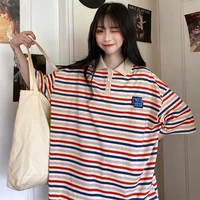 hot sale new for 2021 fashion striped t shirt oversize loose casual hip hop 2021 clothes men vintage style street unisex t shirt