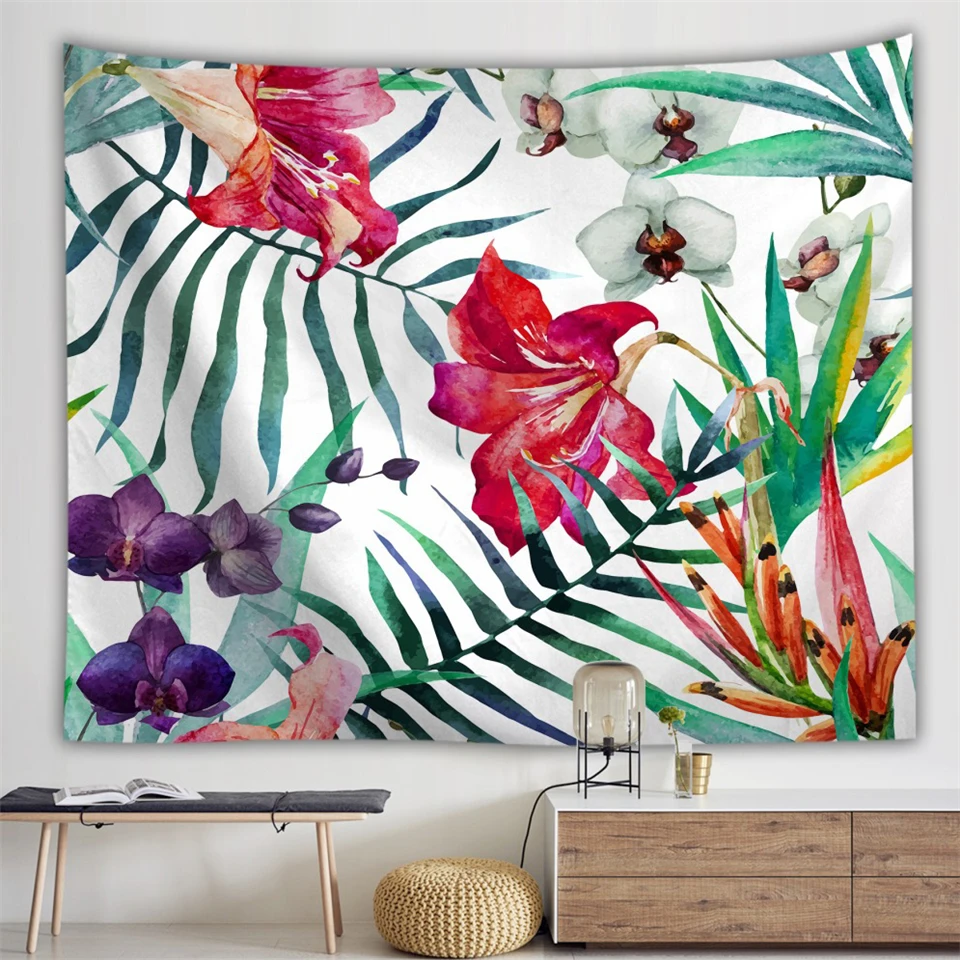 Настенный гобелен с изображением деревьев из пальмового гобелена тропическими