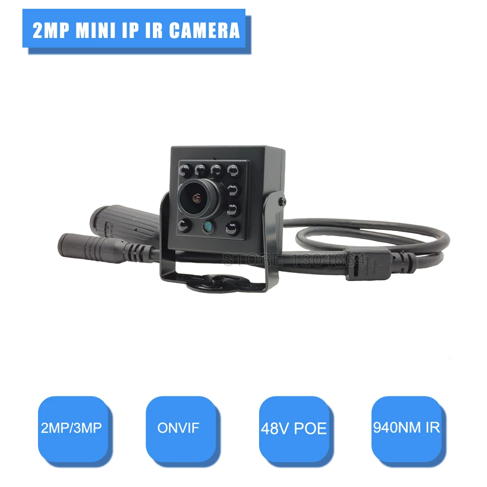 IP-камера 2 Мп 3 48 В POE ночное видение мини ONVIF P2P сетевая мини-камера наблюдения