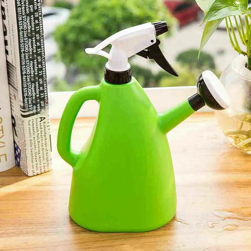 

High 2 in 1 Plastic Watering Can Indoor Garden Plants Pressure Spray Water Kettle Adjustable Sprayer 1L UEJ