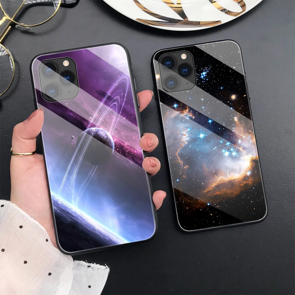 

Starry sky Cat Phone Case For iPhone 12 Pro XS Max XR 7 8 6 Plus 6S Soft TPU Back Cover For iPhone 11 SE 2020 Glass Cover Funda