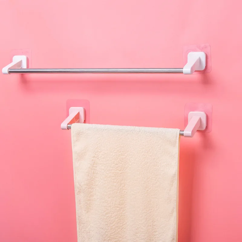 

No-punch thickened bathroom stainless steel towel bar hanger bar No-punch bathroom single-pole double-pole towel rack lengthened