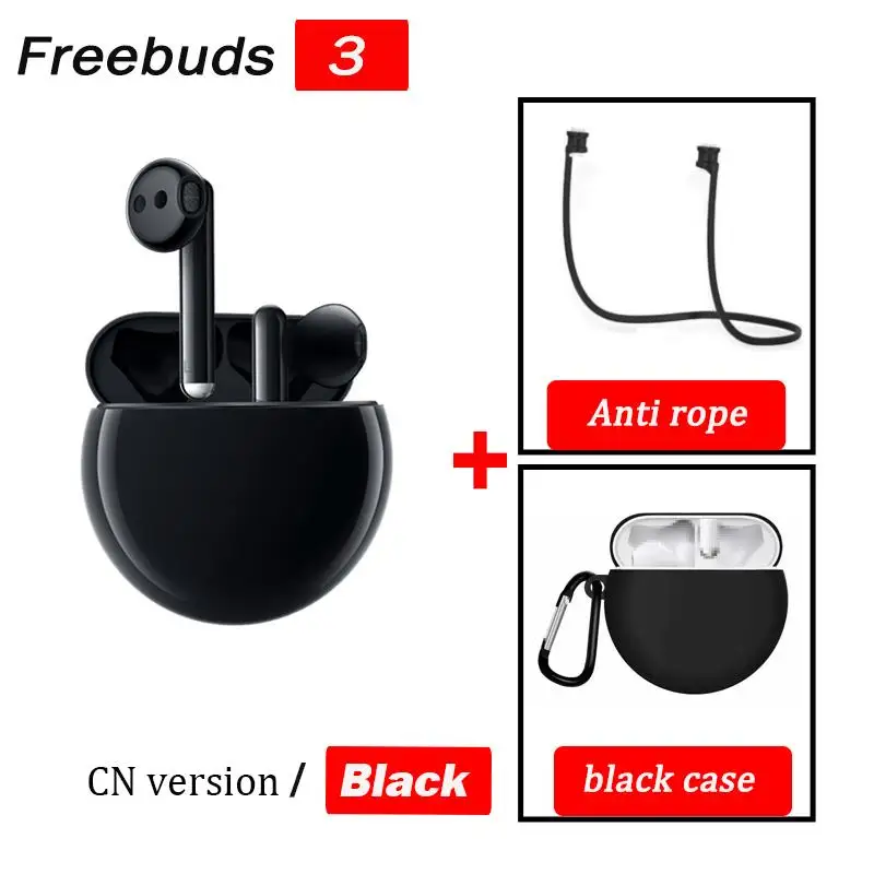 black n case n rope Беспроводные наушники huawei Freebuds 3 TWS, Bluetooth наушники с активным шумоподавлением, Bluetooth 5,1, управление нажатием, 20 часов работы - Цвет: black n case n rope