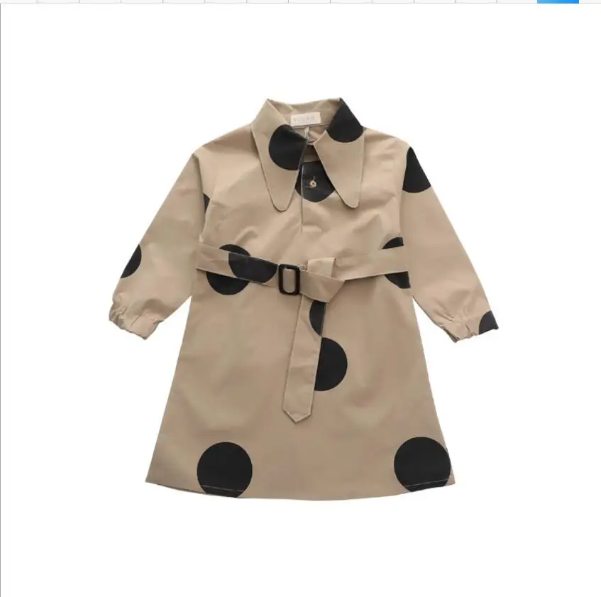 Платья в горошек для девочек осень 2019 модное повседневное детское платье с